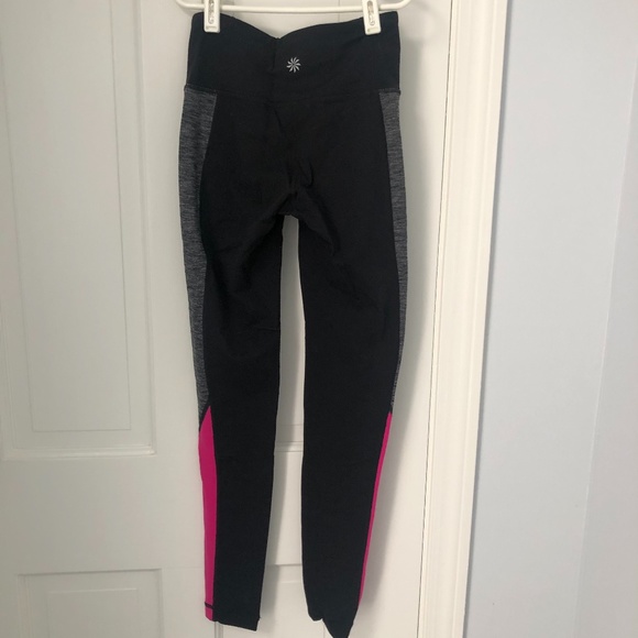 Athleta Black Leggings w/ Grey and Pink Sides - Picture 2 of 3